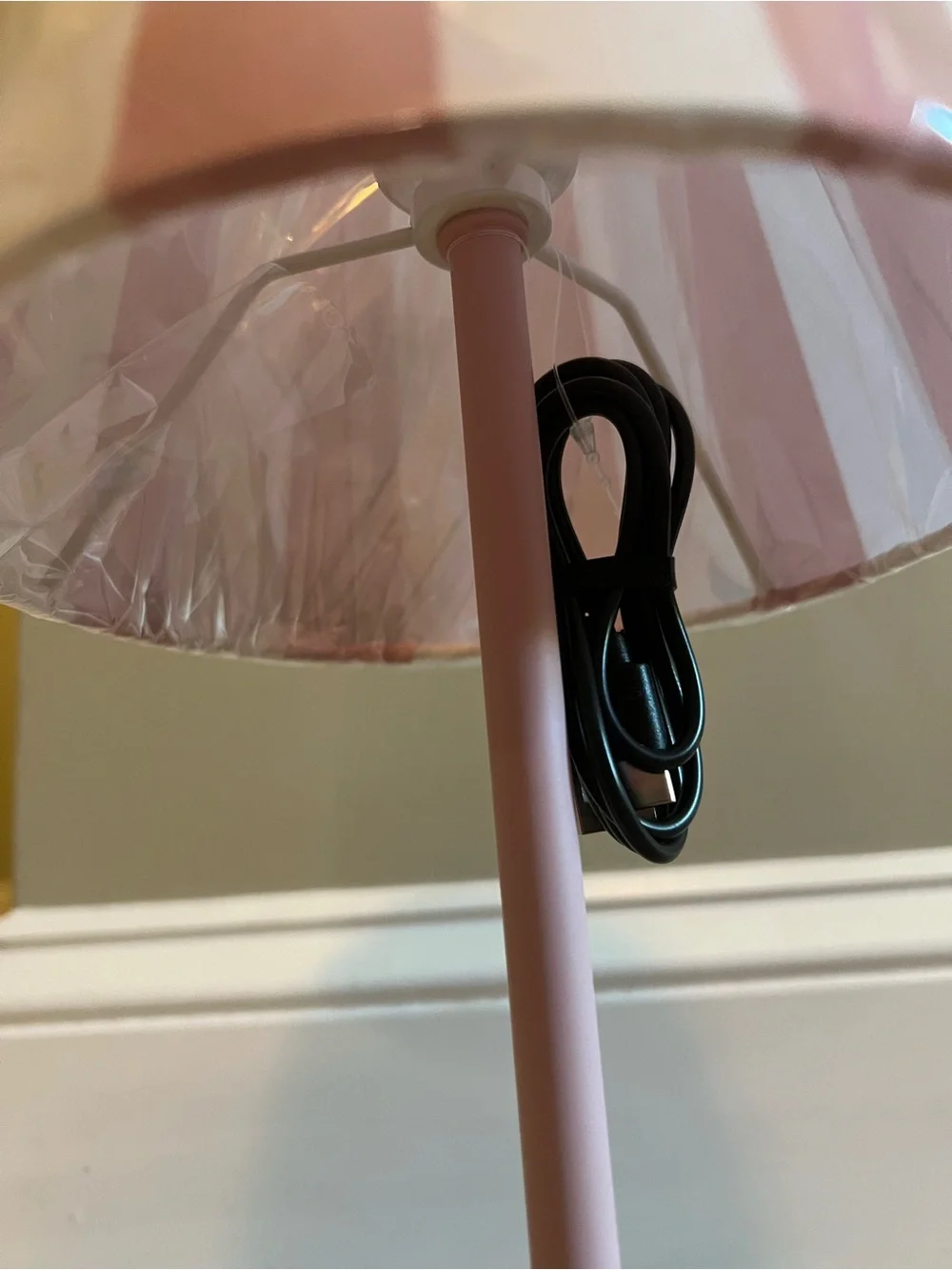 Pink Striped Table touch Lamp